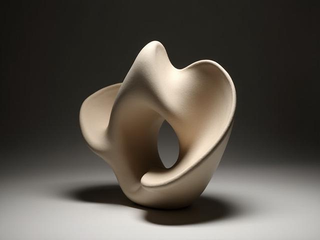 Abstract sculptural ceramic piece, emphasizing dynamic forms and modern artistry